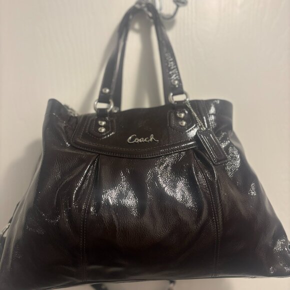 Coach Madison Patent Leather Satchel F20464 – Mahogany Brown Glossy Purse - Picture 2 of 8